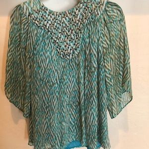 Banana Republic Green Print Blouse